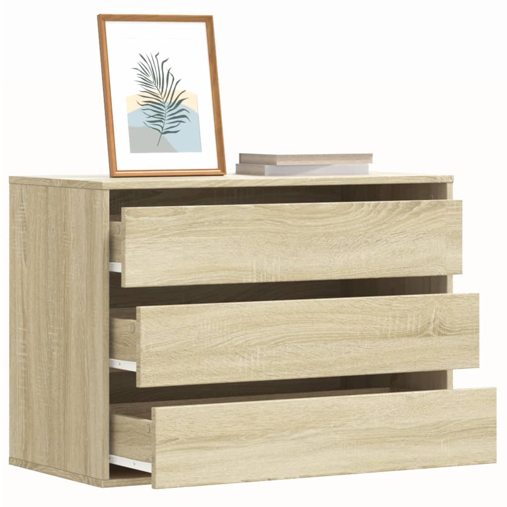 Image of Vidaxl Dresser, Sideboard With 3 Drawers, Drawer Cabinet For Living Room, Sideboard Hall Cabinet, Side Cabinet, Oak Wood Material