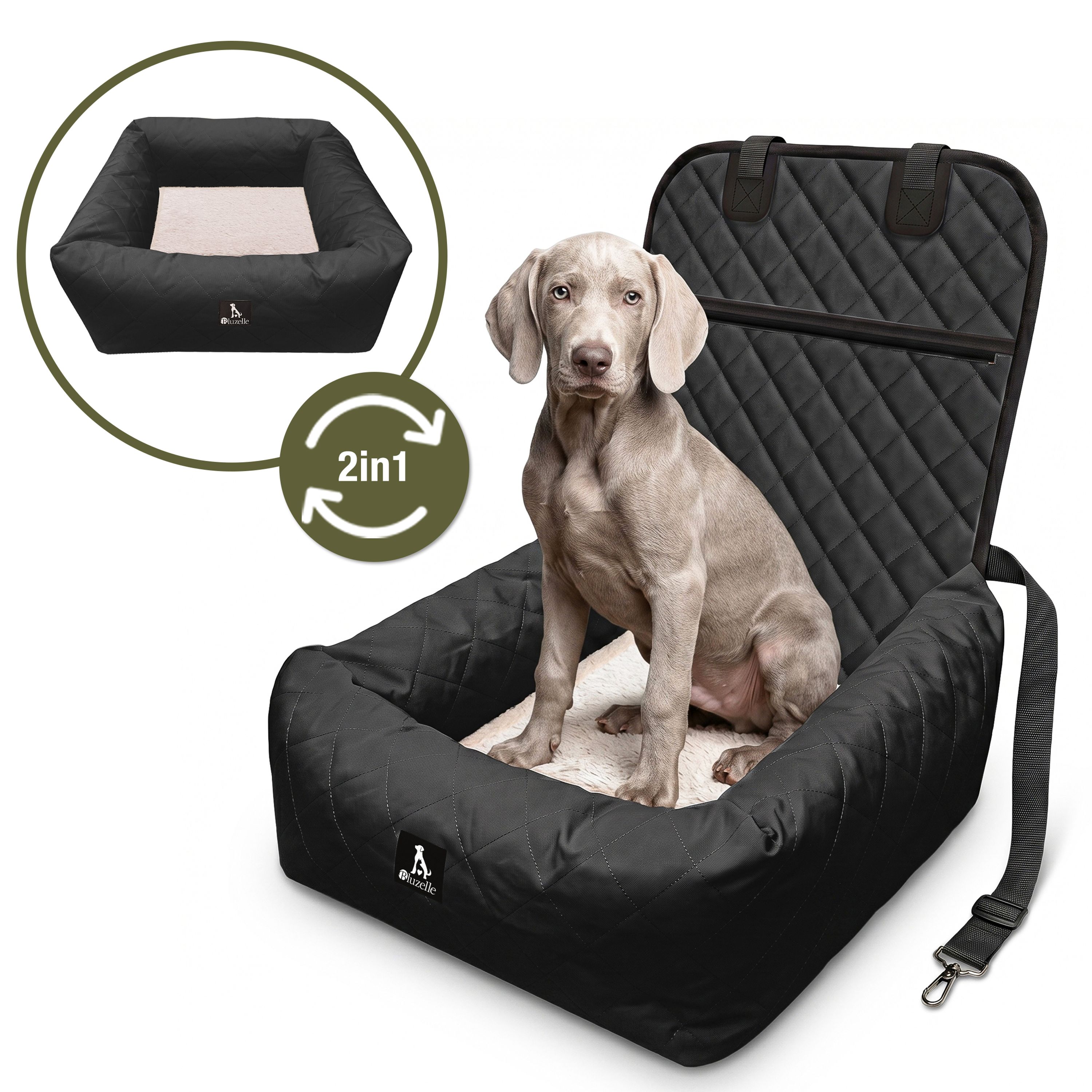Bluzelle Dog Car Seat & Dog Bed 2-in-1 With Removable Cover, Foldable & Waterproof
