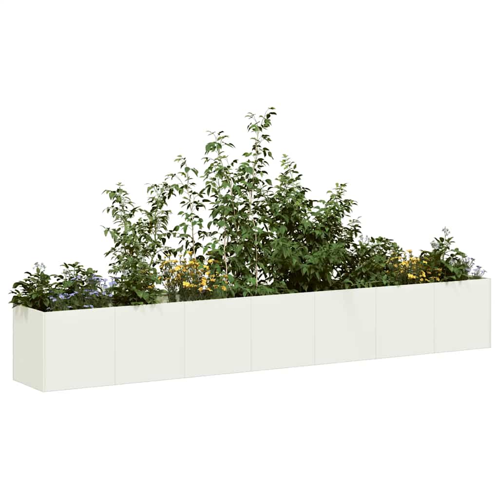 Vidaxl Planter White 280x40x40 Cm Cold-rolled Steel, Plant Pot, Garden-garden-planter, Outdoor-plant Container, Raised Bed, Plant Container