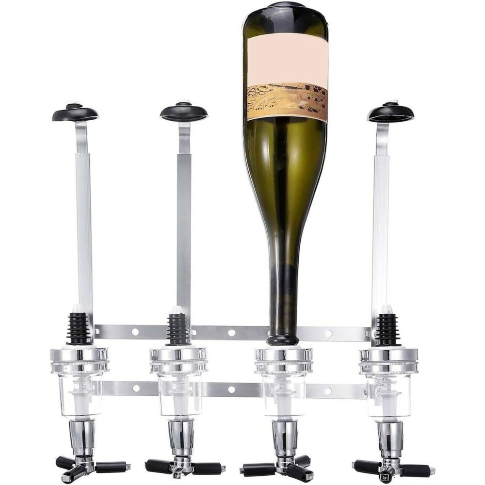 Image of Wall-mounted Bar Butler, 4-bottle Liquor Holder, Aluminum Drink Stand For Bar, Pub & Kitchen