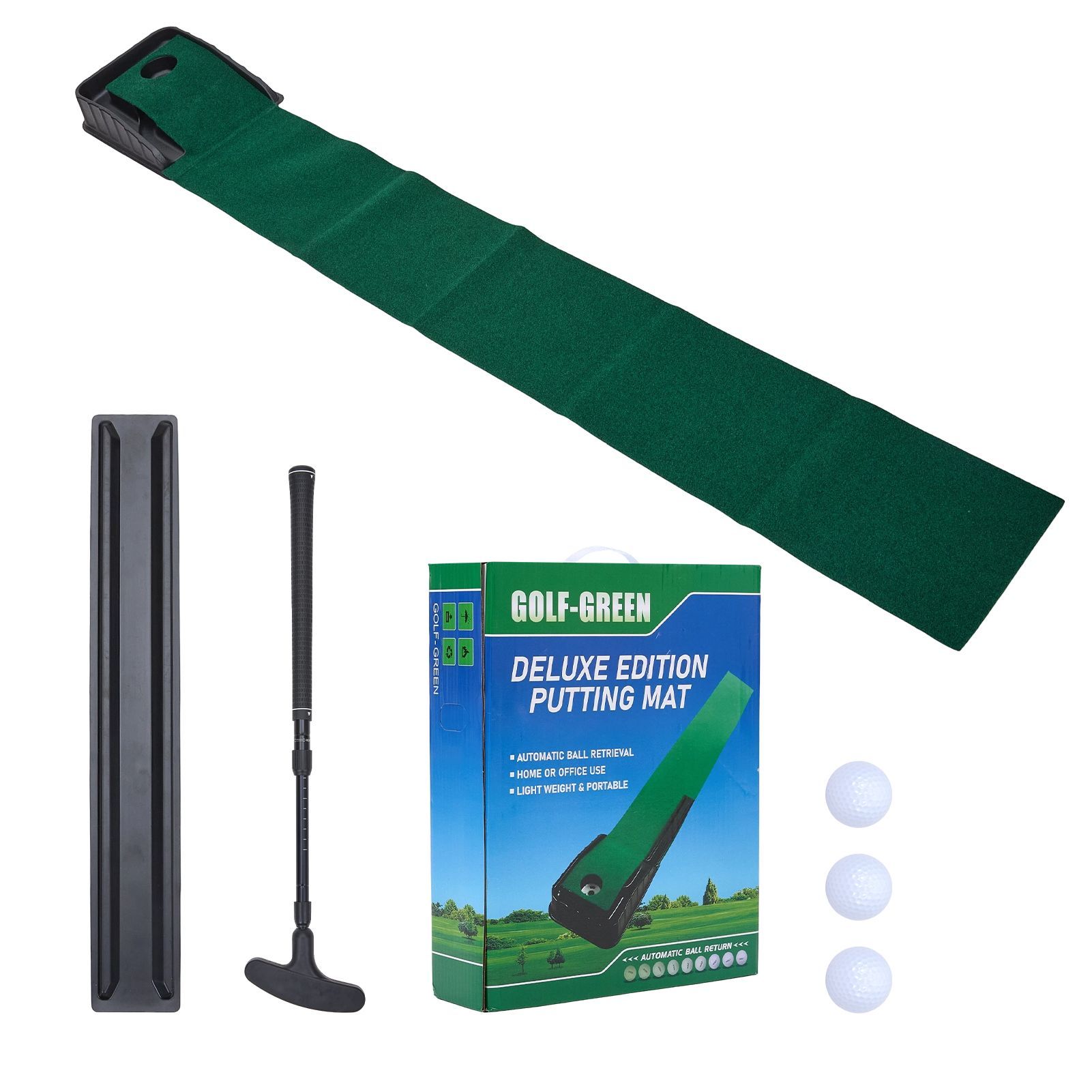 Golf Putting Mat Set with Return Path, Indoor Outdoor Gift