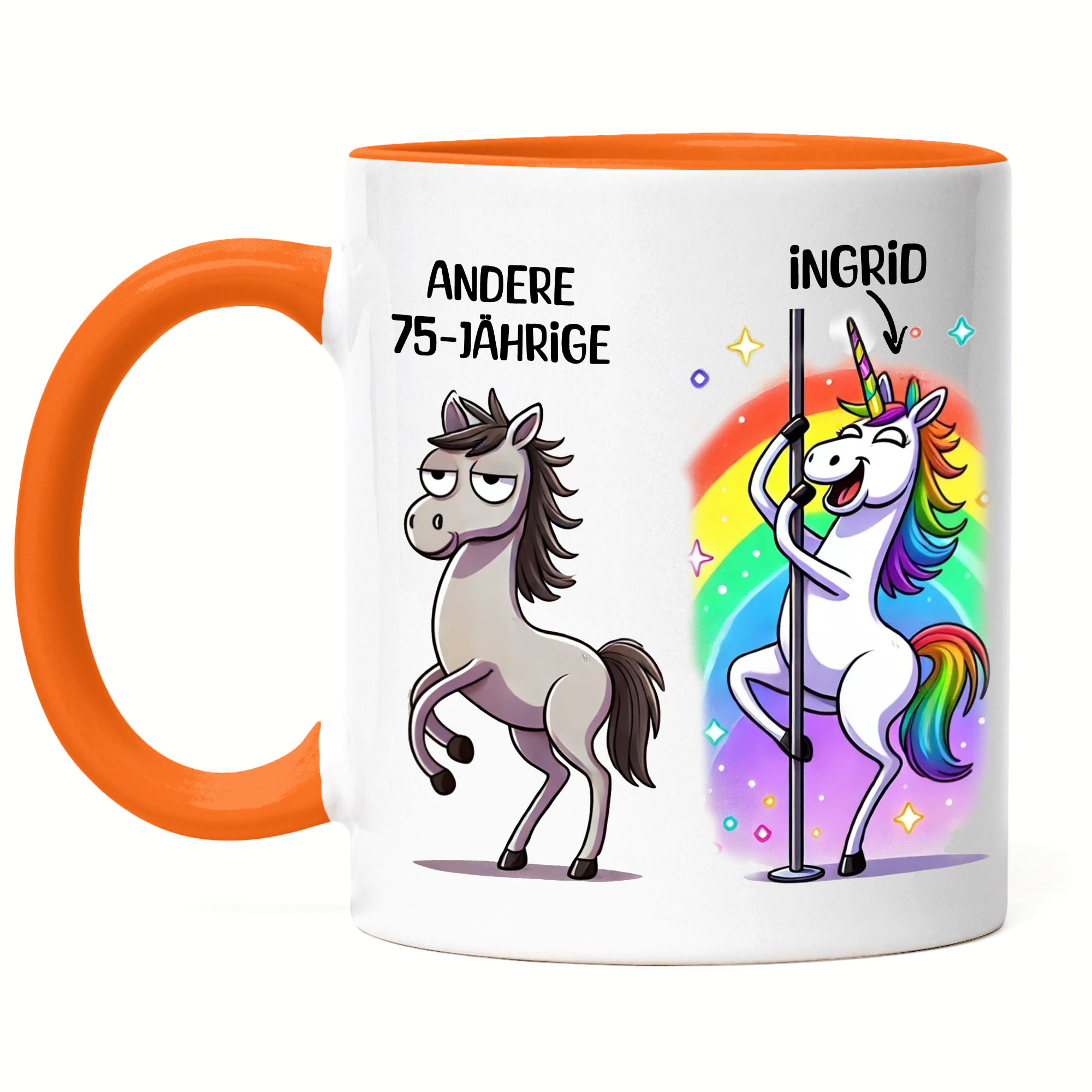 Image of Personalized Mug For 75th Birthday - "other 75-year-olds Are You?" - Funny 75th Birthday Gift For Women, Unicorn Heart Mug, Coffee Cup, Ceramic Mug