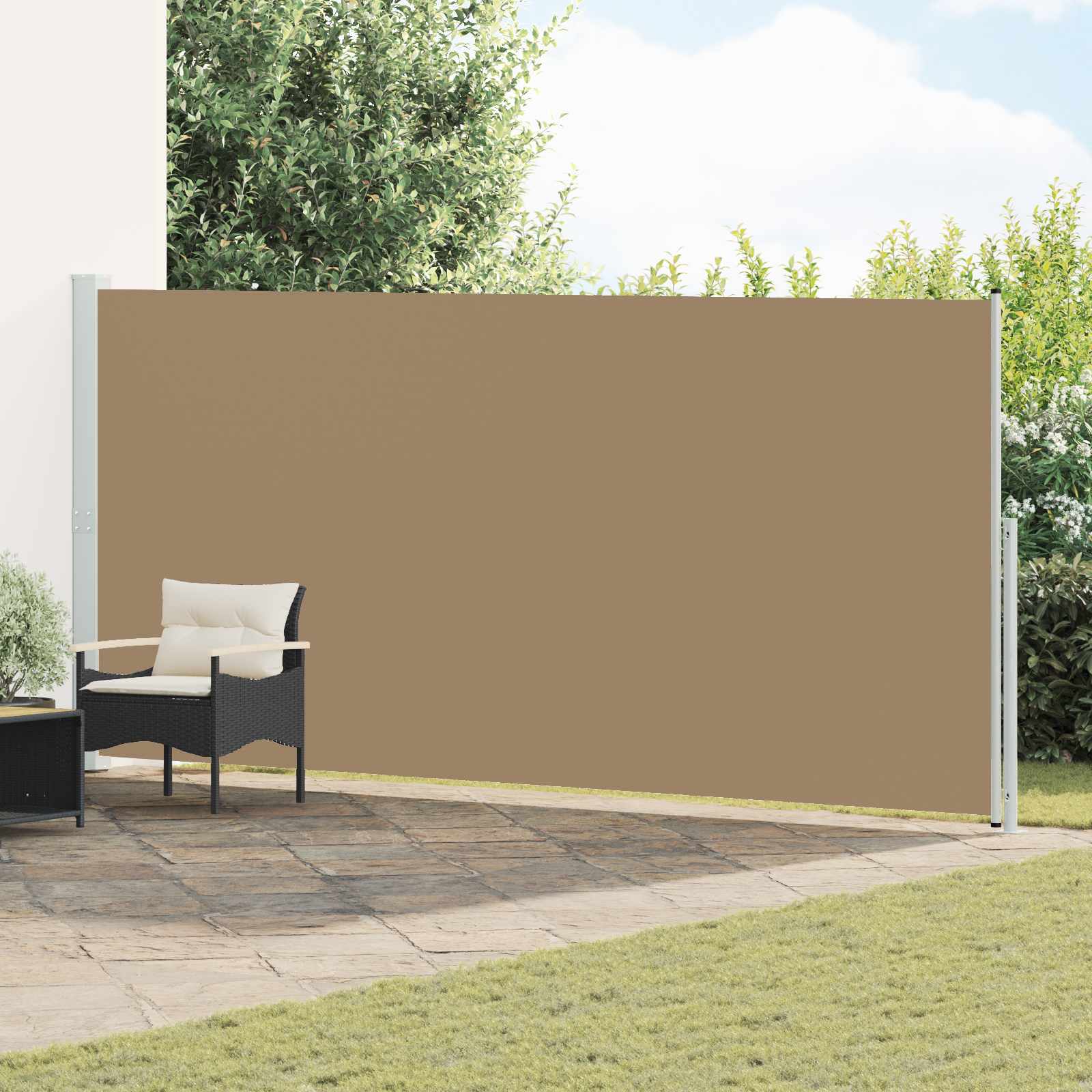 Extendable Side Awning, Rectangular 220 Cm, Polyester, Modern, Rectangular, Extendable Awning, Adjustable Sun Shade, Privacy Screen For The Garden