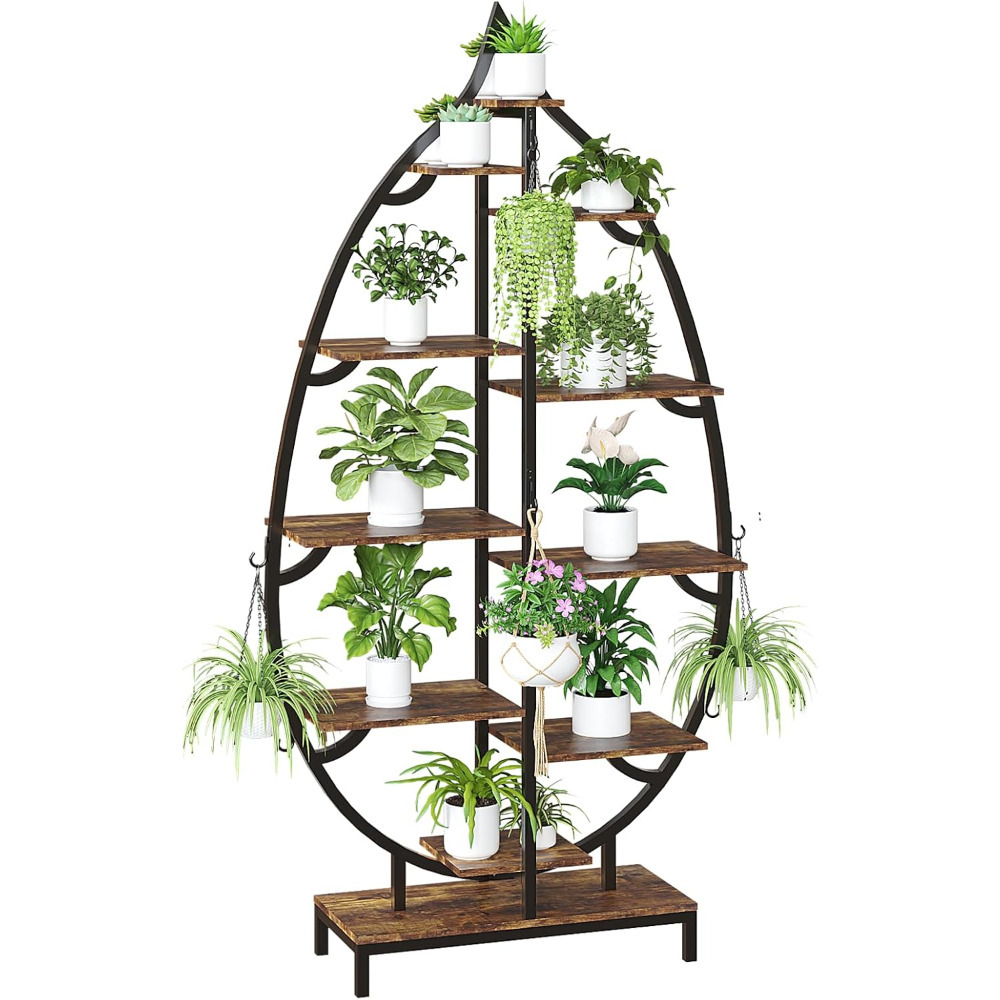 Image of Flower Stand Plant Stand, Leaf Design , Plant Shelf Flower Shelf For Balcony, Living Room, Office, 160x84x26 Cm
