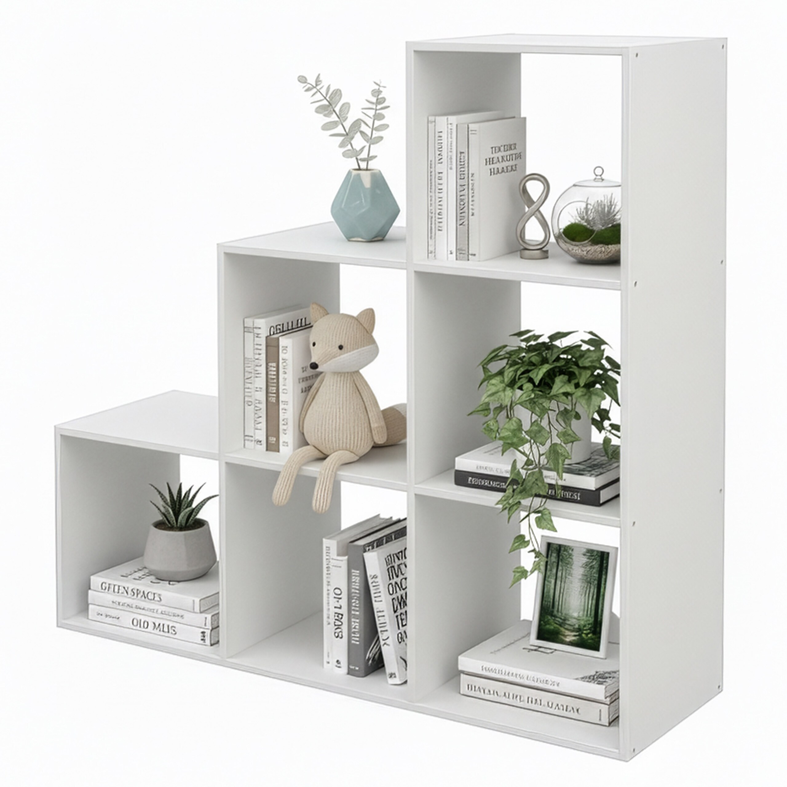 Image of Step Shelf In White - (w)97.5 X (h)97.5 X (d)29 Cm