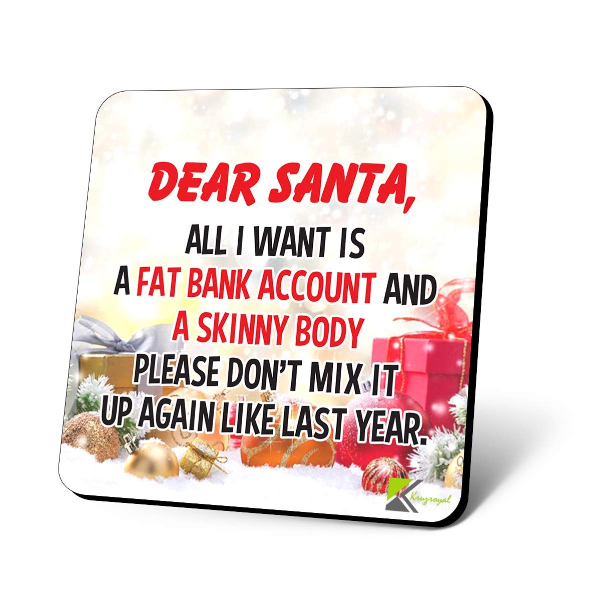 TEMU Fat Bank Wooden Coaster, Glossy Mdf Cup Mat, Christmas Joke Style, Novelty Tea Drink Gift For Family- 1pc