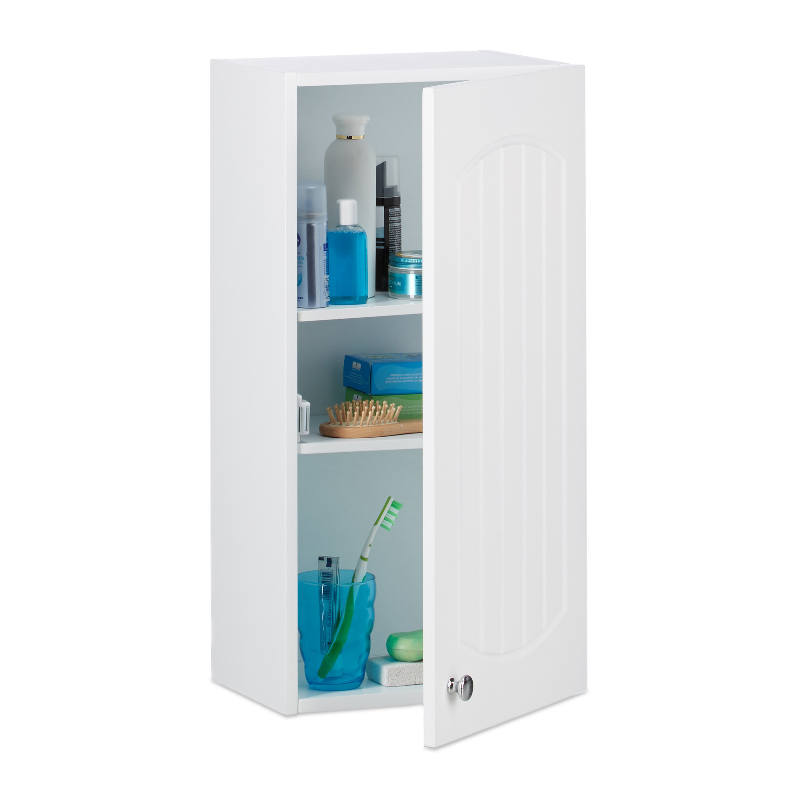 TEMU Mobiletto bagno sospeso, , 60 x 30 x 20.5 cm, MDF, anta con chiusura magnetica, 2 ripiani regolabili in altezza, da appendere alla parete o da