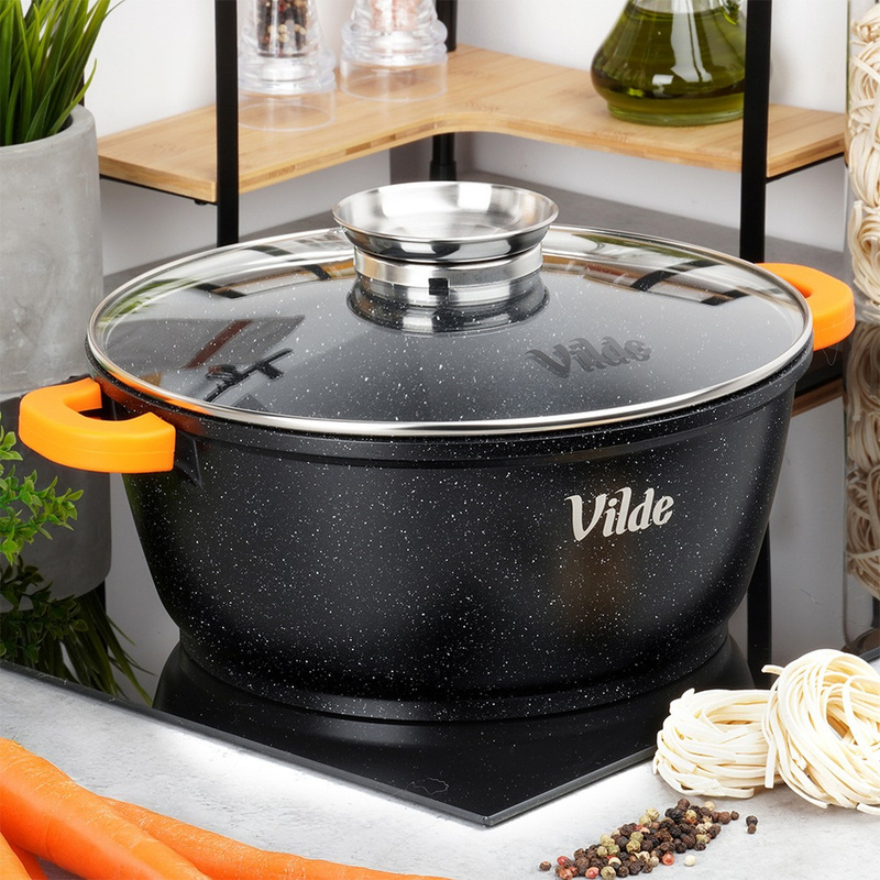 Image of Granite Pot With A Glass Lid Terruna 28 Cm, 5.8 L