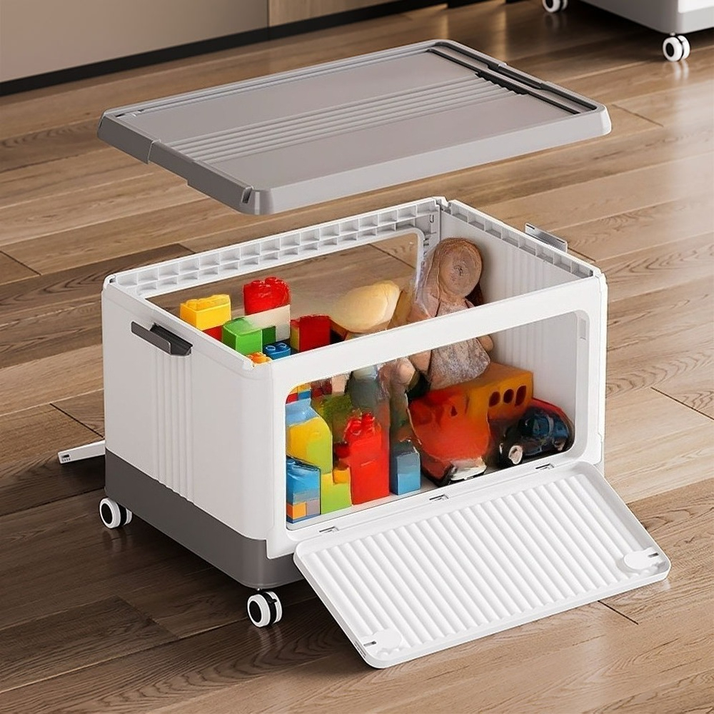 Collapsible Plastic Storage Bins with Magnetic Doors