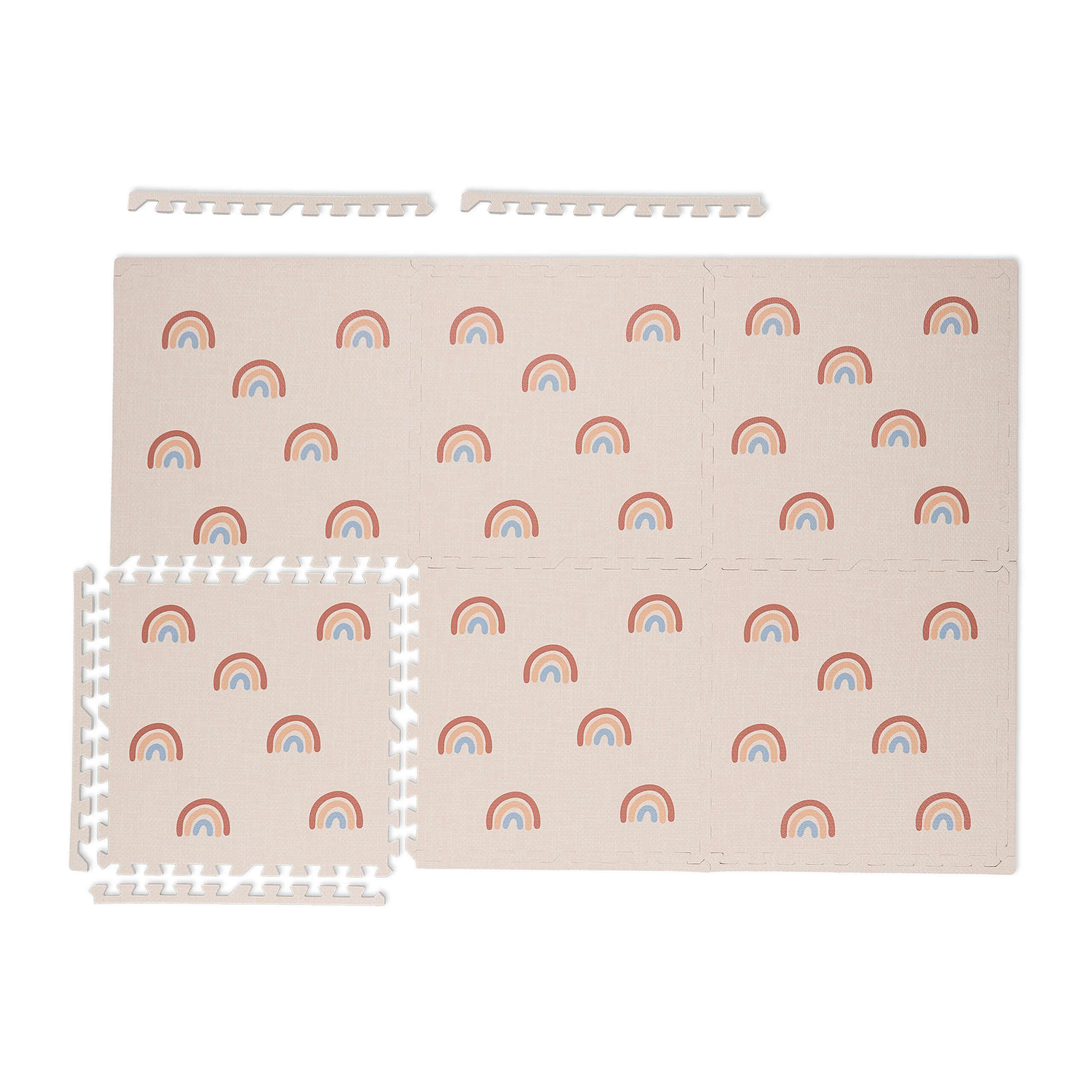 6 x Regenboog Puzzelmat in Roze