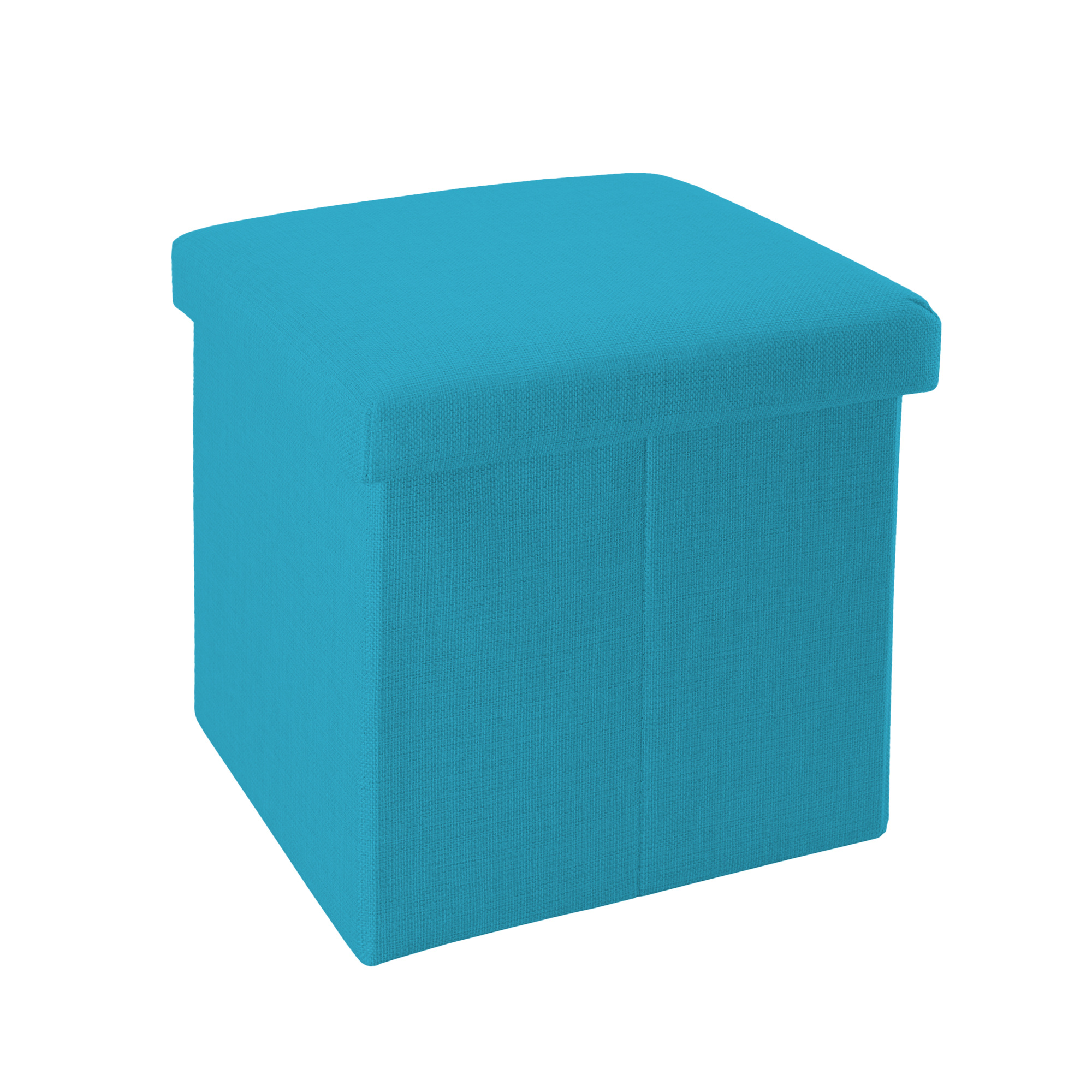 Image of Intirilife Folding Stool 30x30x30 Cm Seat Cube With Storage Space And Lid Made Of Fabric In Linen Look - Footrest Storage Box Chest Bench, , Multifunctional Storage, Durable Cardboard And Linen Fabric
