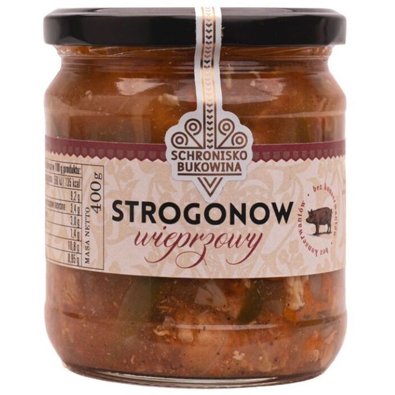 Schronisko Bukowina Pork Stroganoff 400g, Ready-to-serve Premium Dish, Traditional Cuisine, Tender Pork In Sauce, Natural Ingredients, Quick Meal