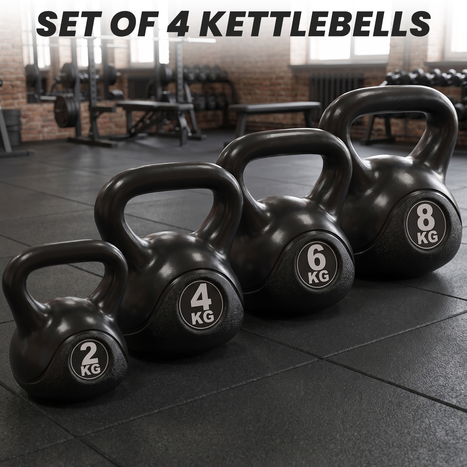 Lingsen Kettlebell 20 Kg Set With 2kg/4kg/6kg/8kg Ball Dumbbells | 4-piece Round Weight Kettlebell Swing Dumbbell Set For Strength Training, Balance Training For Home & Gym