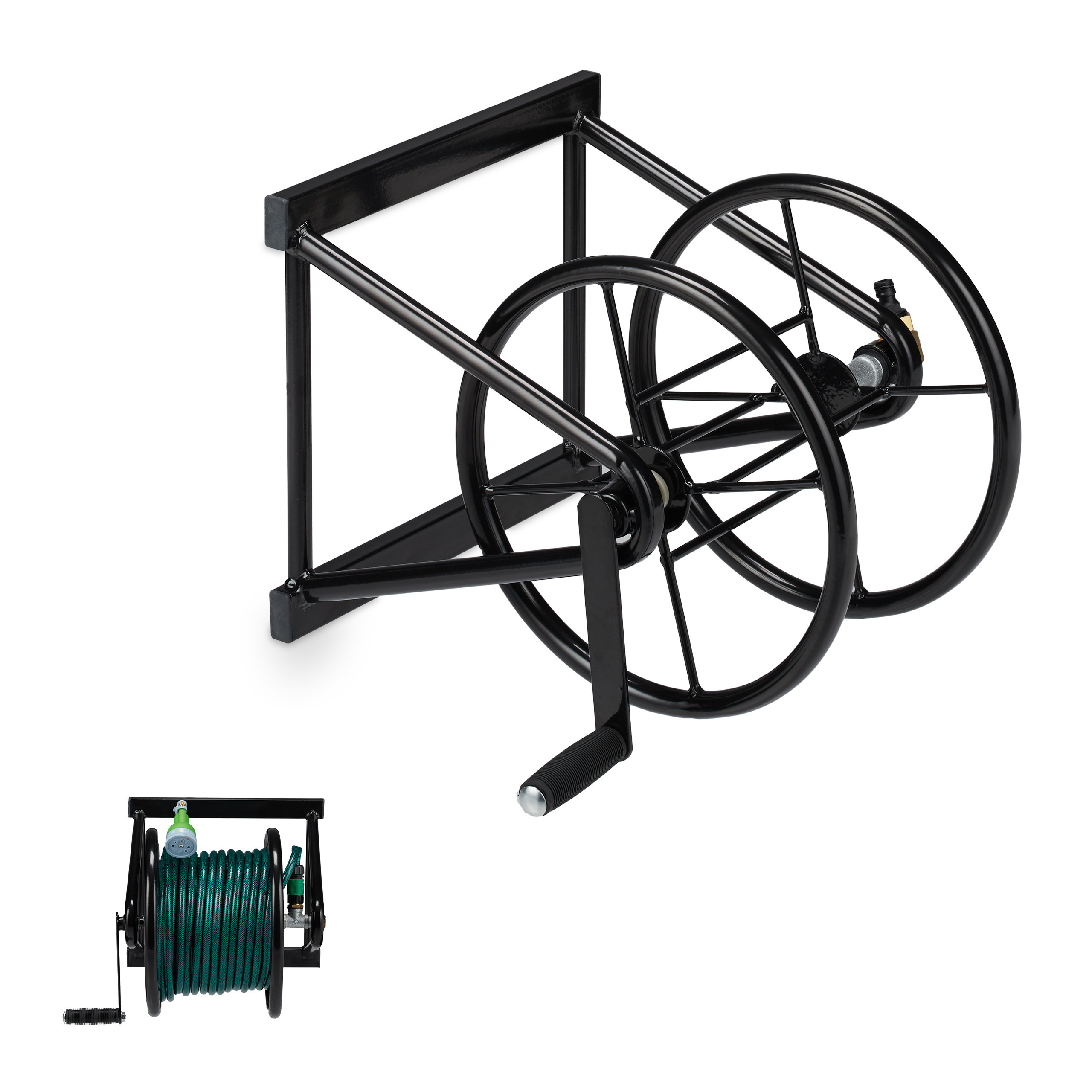 Hose Reel In Black - (w)53x (h)36 X (d)50 Cm