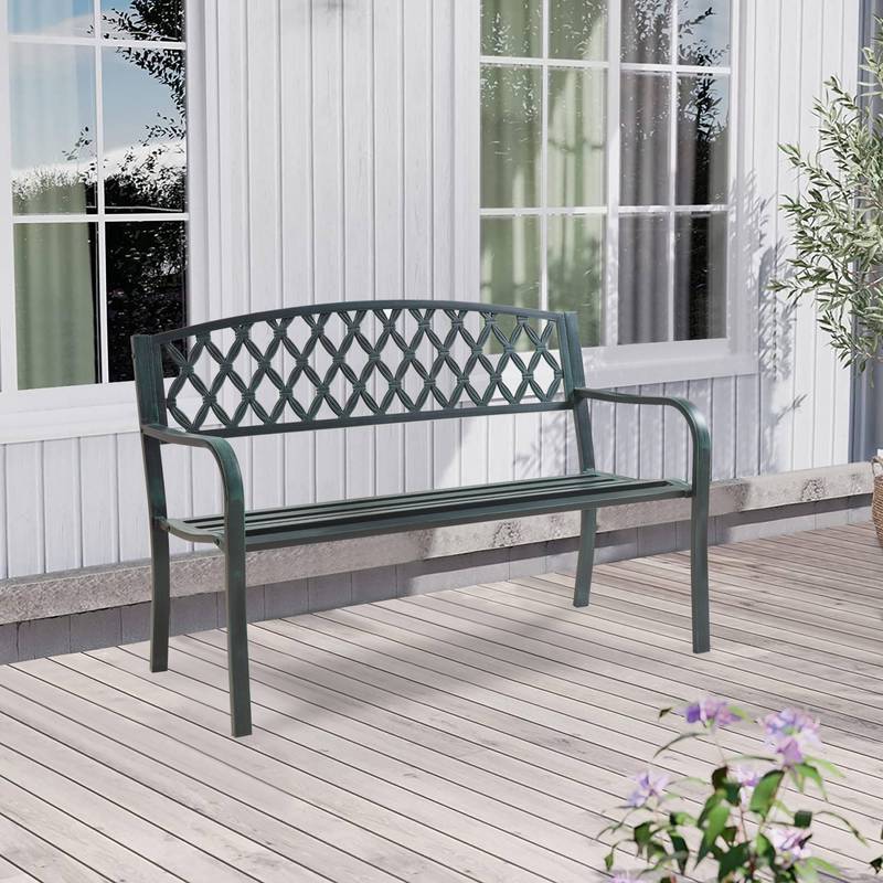 Garden Bench Opsasar For 2-3 People Steel 127 X 53.5 X 88 Cm