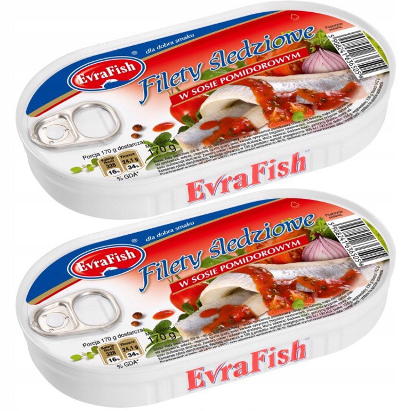 Image of Evrafish Herring Fillet In Tomato Sauce 170 G X 2 Pieces