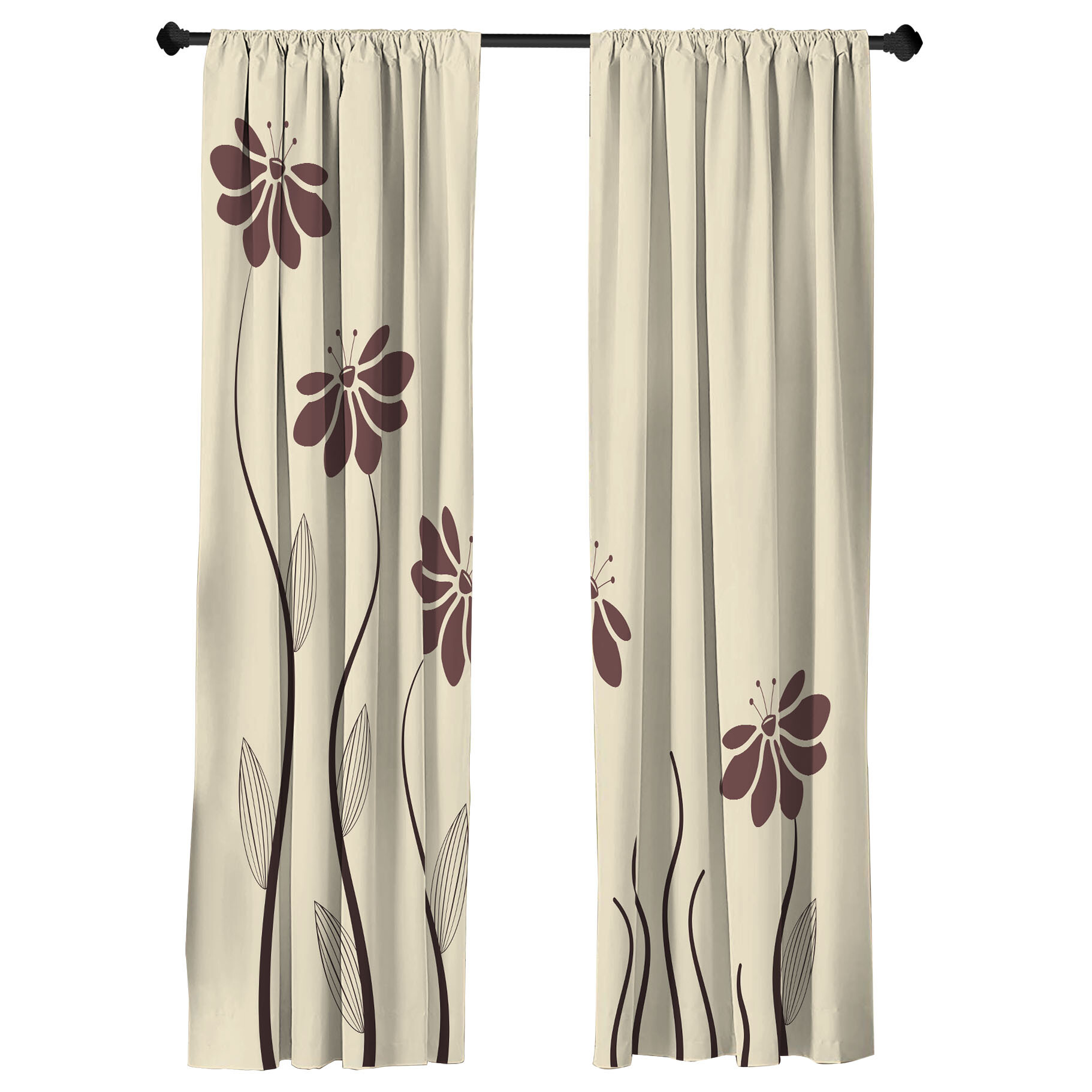 Flower Window Curtains, Petal Geometric Art, Lightweight -panel Set With Rod Pocket, 2 Pieces 150 Cm X 225 Cm