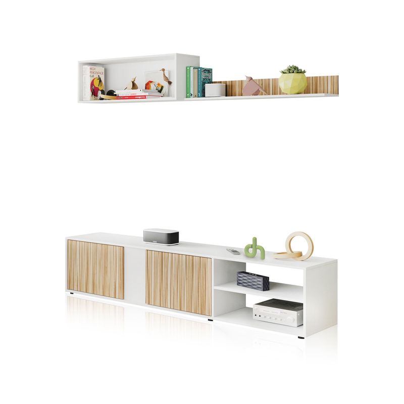 TEMU duehome - Salón con mueble de TV y estantería 180 cm