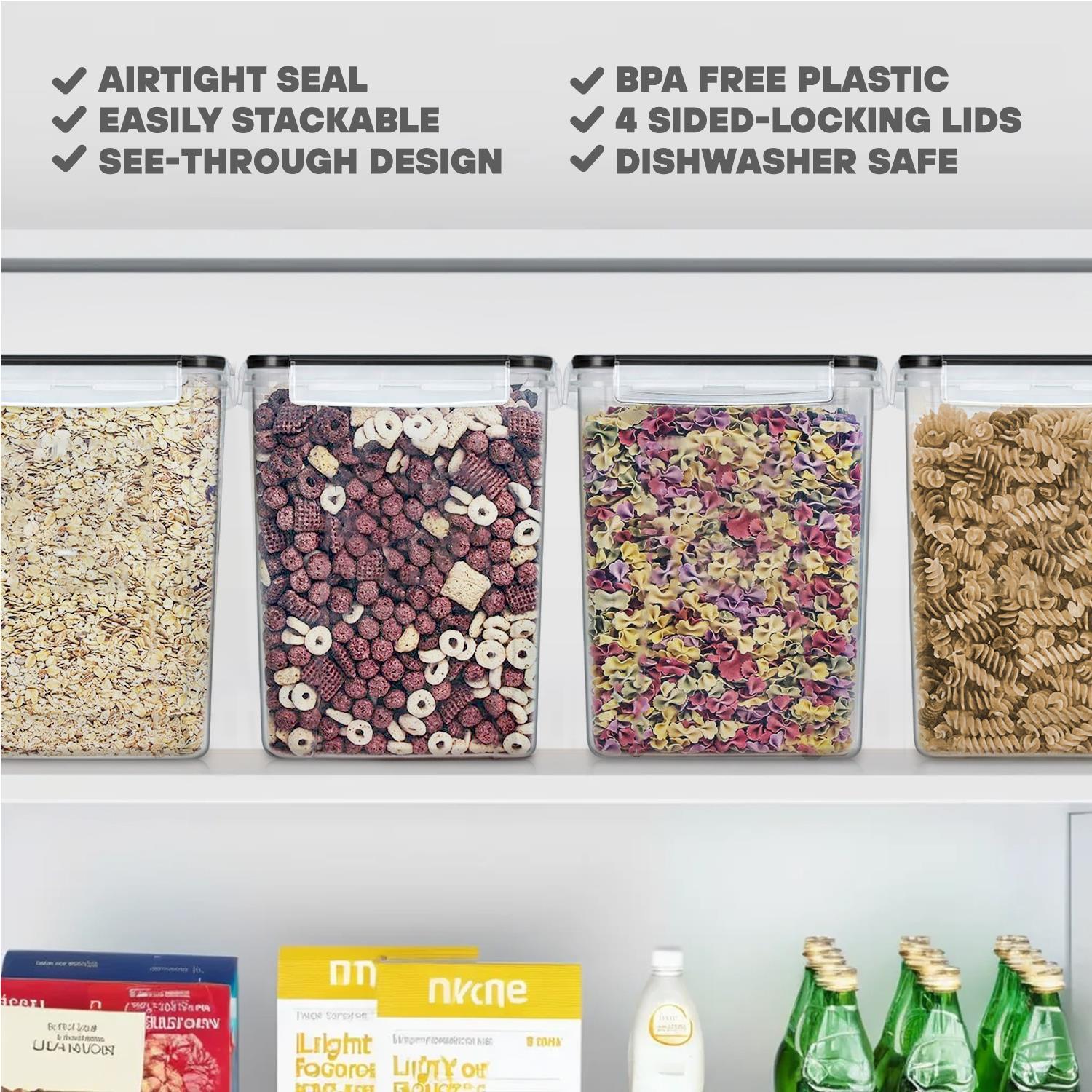 4pcs 5.2L Airtight Food Storage Containers with Labels