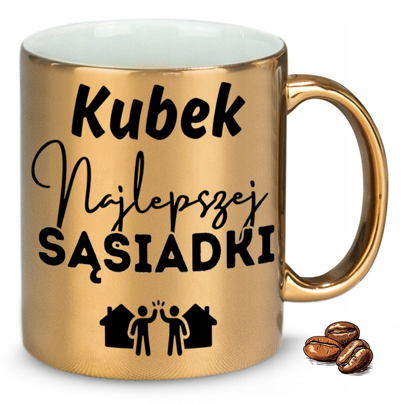 Kubek złoty na wyjątkowy prezent dla najlepszej sąsiadki wzory: retailer-supplied image