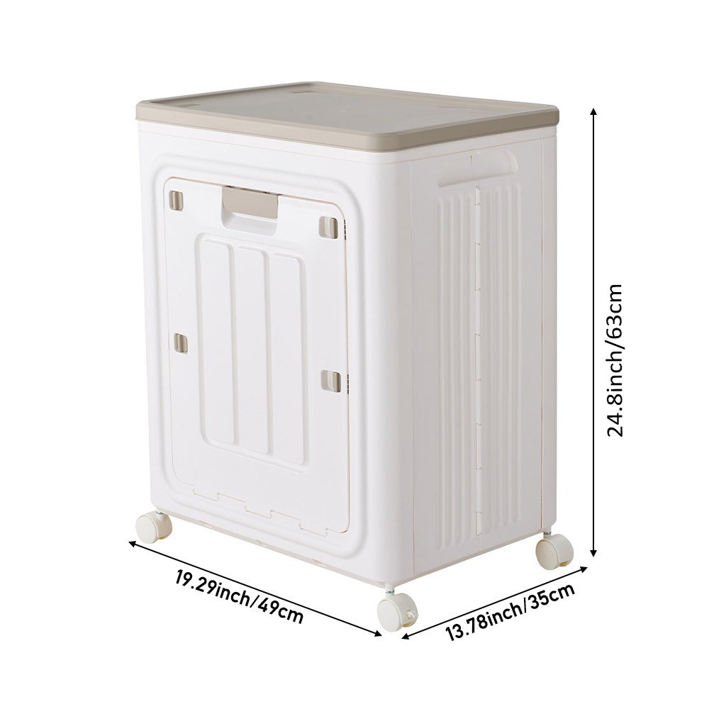 Collapsible Plastic Storage Bin with Dual Access Doors and Wheels