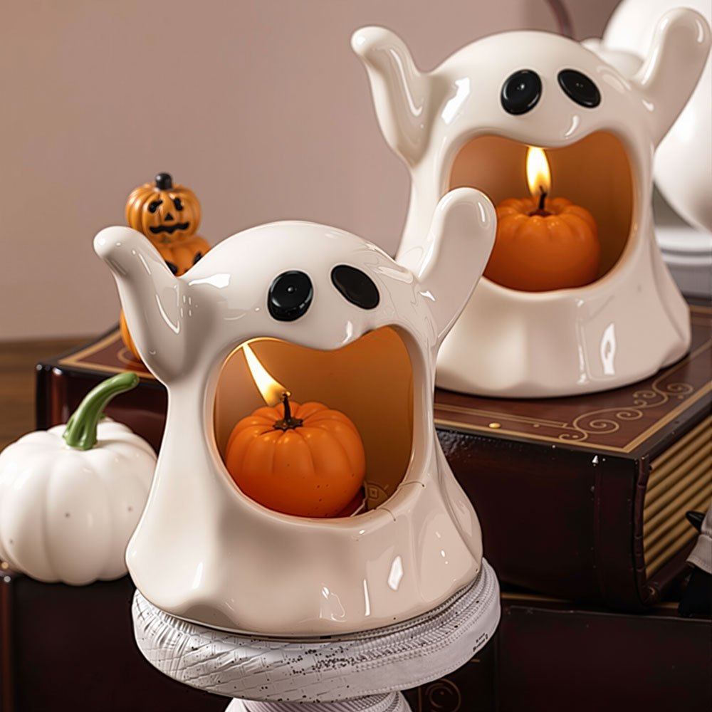 TEMU Pair Of Halloween Cute Candle Holder Tealight Stand Ceramic Bat Decoration Desktop Candlesticks Candy Bowls Birthday Gift Festive Ornament Party