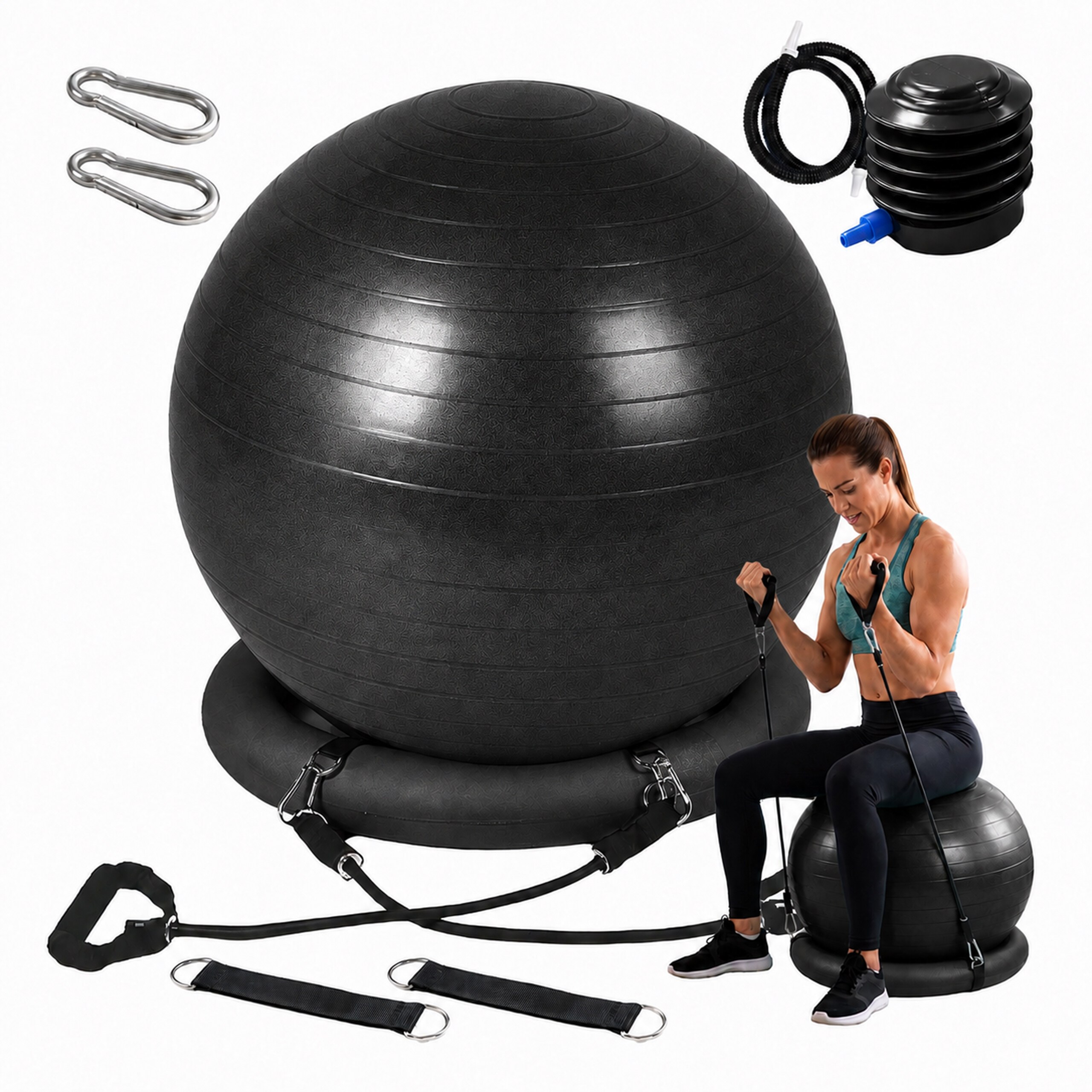 Image of Gymnastics Ball Set In Black - Ø 65 Cm
