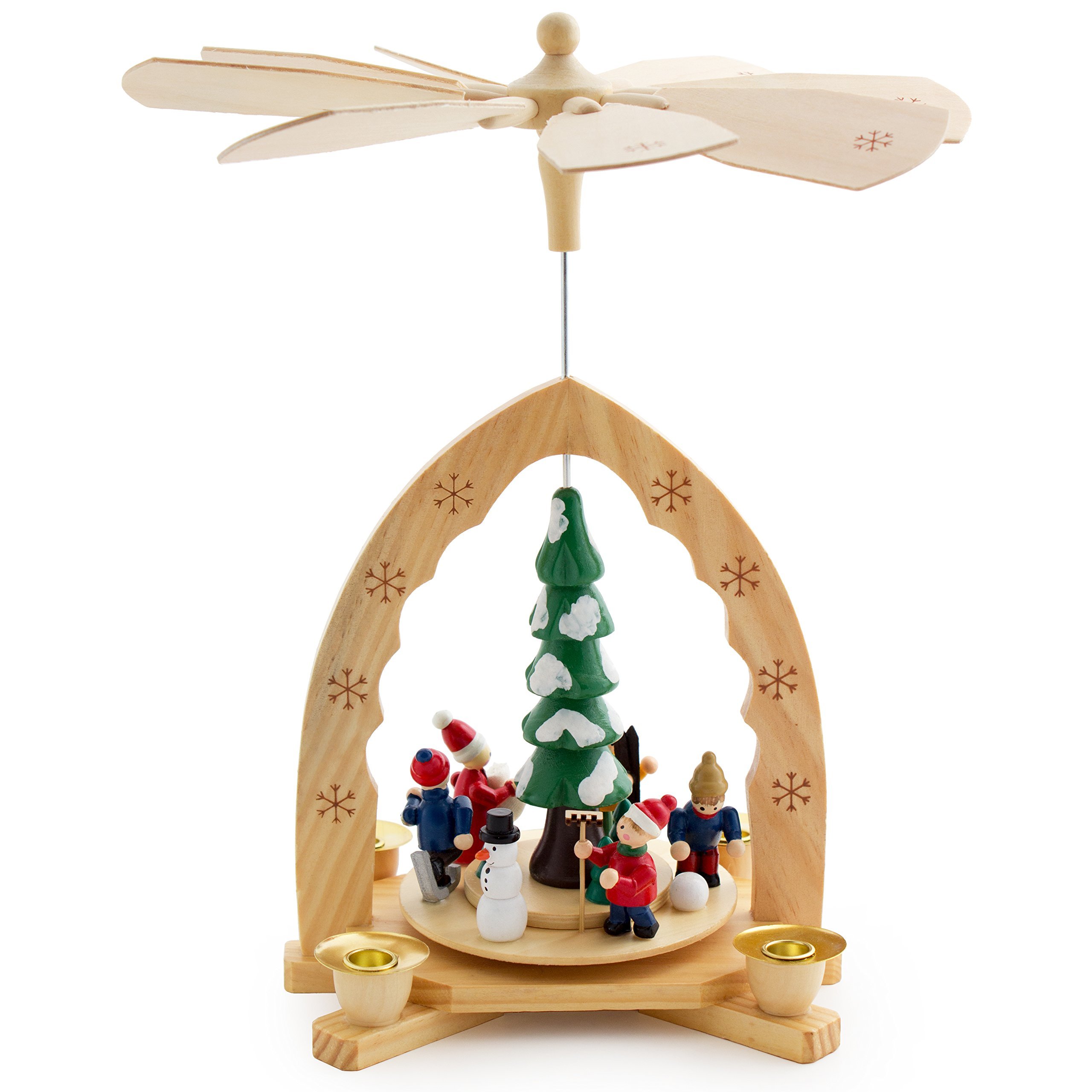 Image of Brubaker 1-tier Wooden Christmas Pyramid - 30 Cm - Christmas Tree With Winter Scene