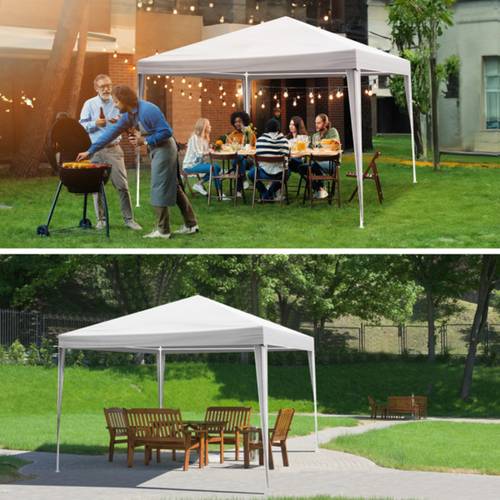 3x3m sunshade up canopy with spiral tube connection white pe cover and easy to assemble suitable for portable tents for weddings camping parties gardens parking lots durable sun resistant heavy duty