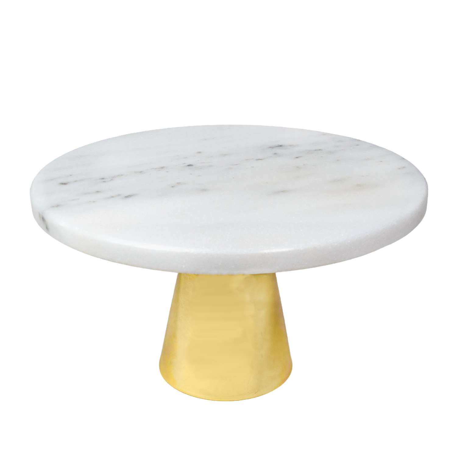 E-shop Kuchenplatte Tortenständer mit goldenen Standfuß und Marmor Platte - 20 x 11.3 cm - Teller Platte für Kuchen Torten Runde Servierplatte für