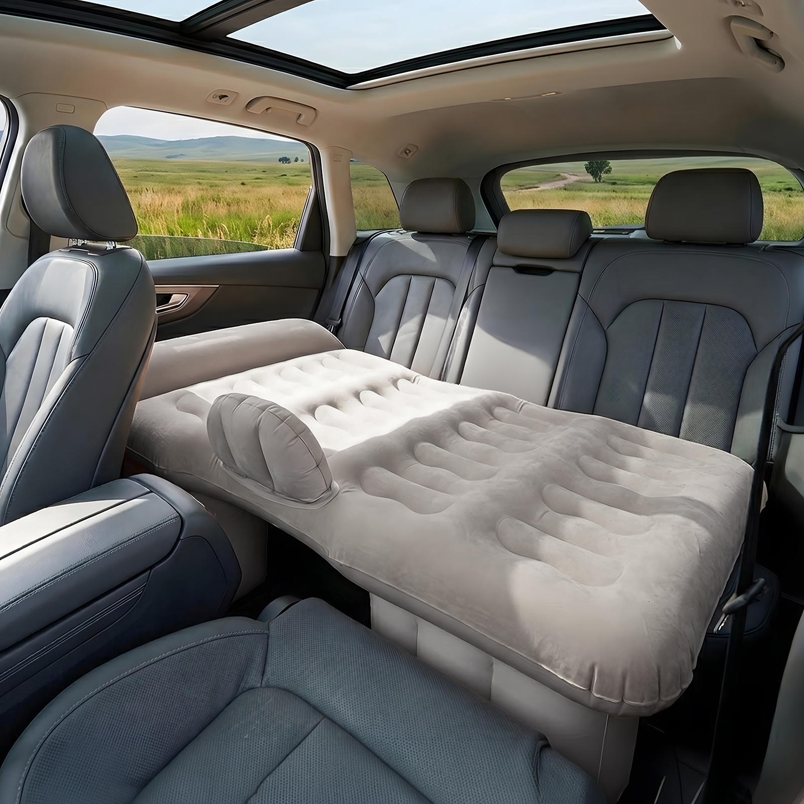 Car Rear Seat Double Automatic Inflatable Bed, Grey