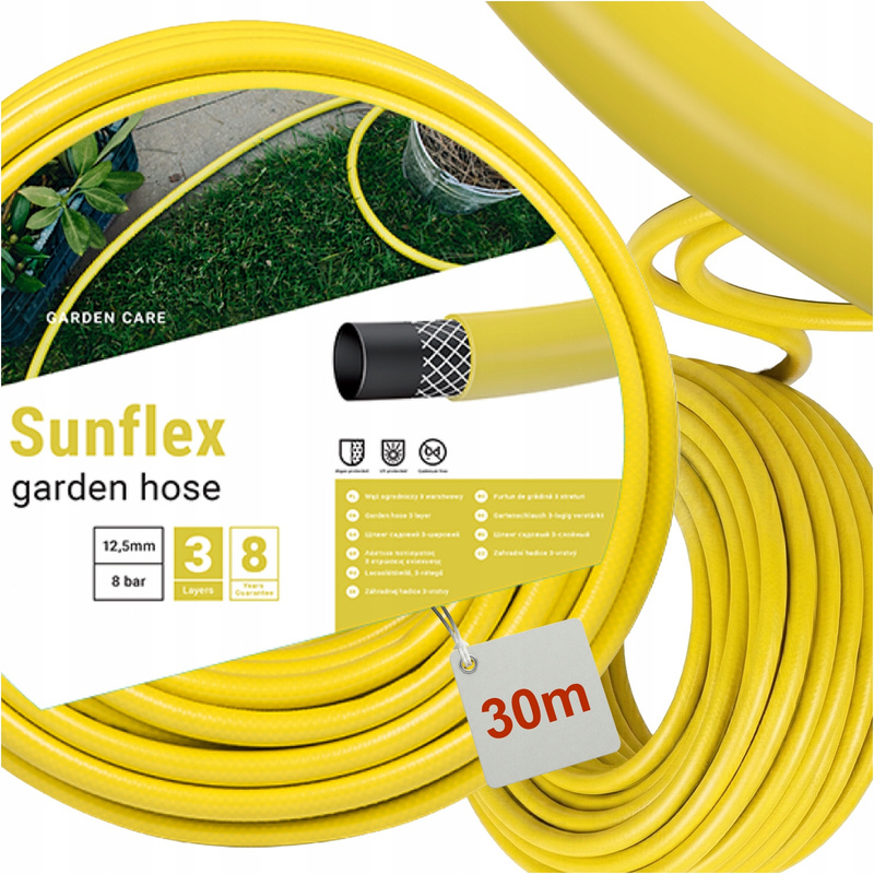 TEMU Tubo da giardino a 3 da 30M 1/2 pollice, tubo flessibile per irrigazione piante e pulizia intorno alla casa, costruzione in PVC resistente a