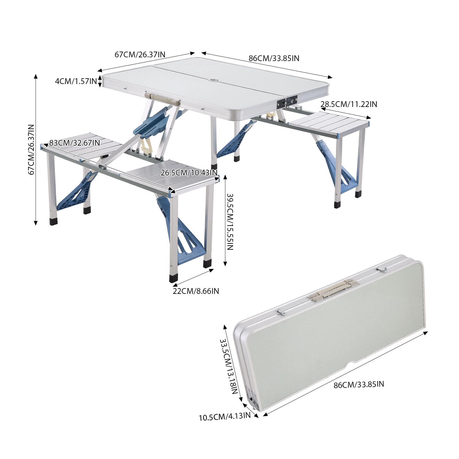 Outdoor All-in-one Folding Table with Integrated Design