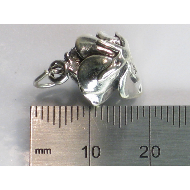Rose Flower Sterling Silver Heavy Charm, Floral Design