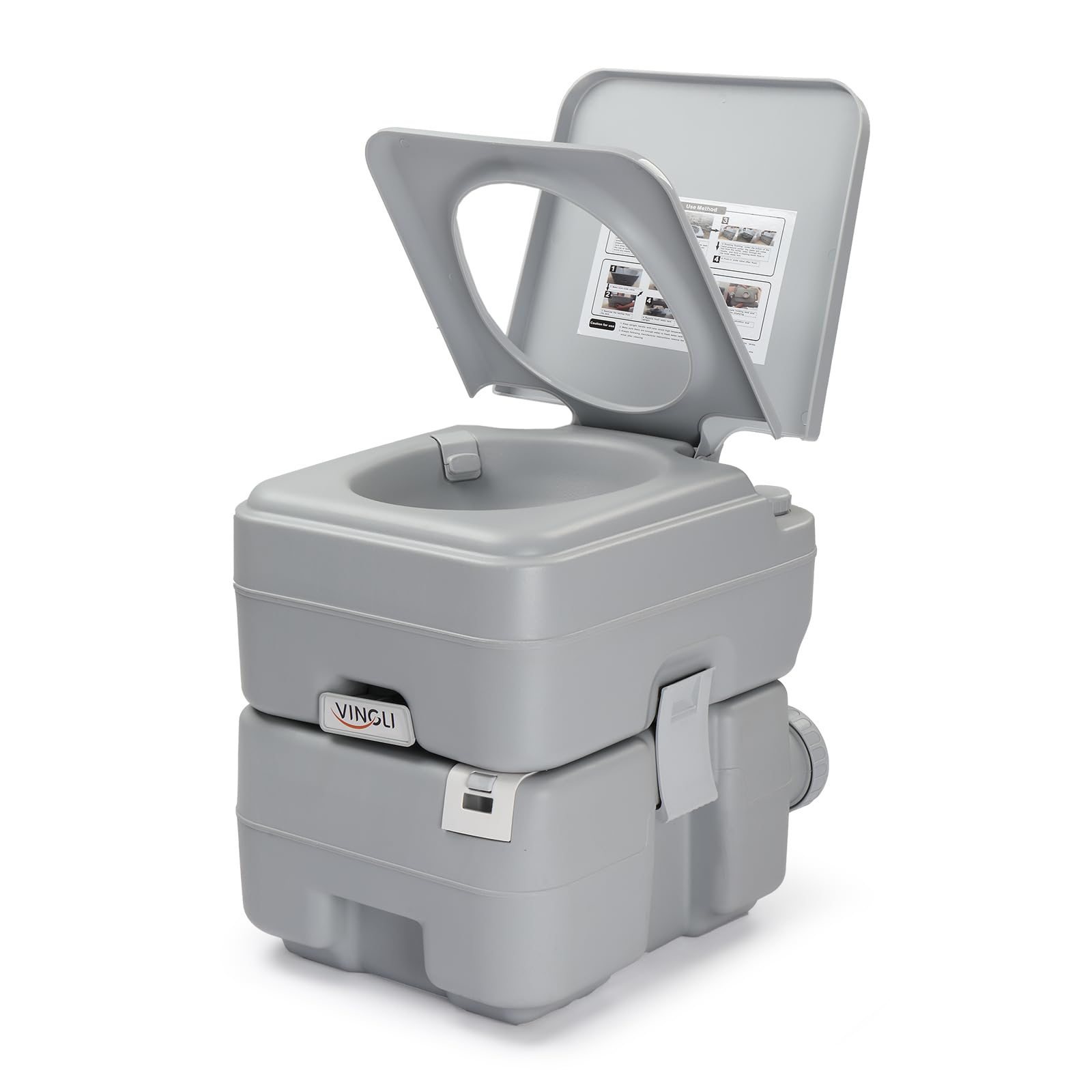 Image of Portable Camping Toilet With Flush And Wastewater Tank, 3-outlet System, Hdpe 43x34x42cm, Odor-sealing Gasket, Easy To Empty, Perfect For Rv, Tent & Outdoor Travel
