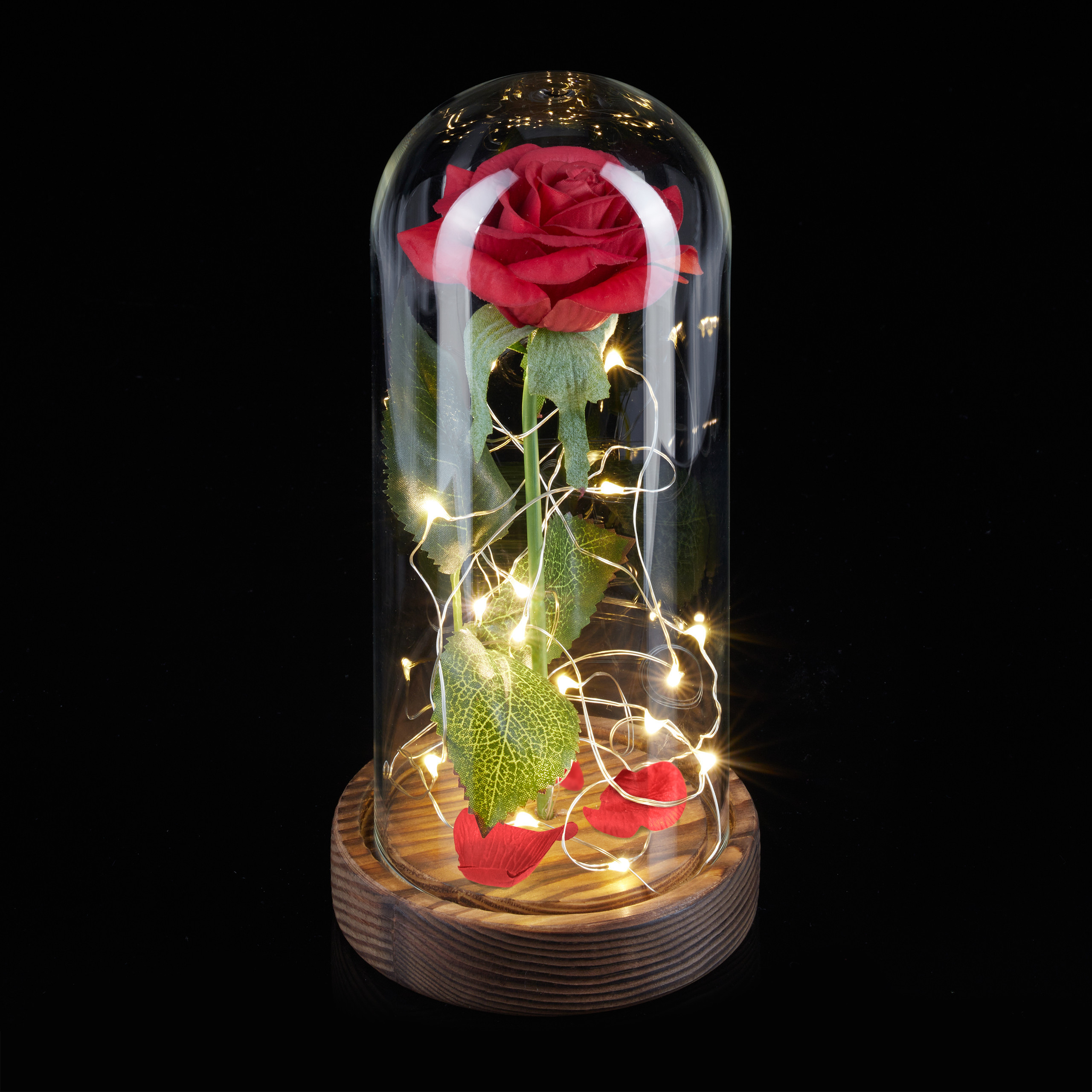 Eternal Rose In Glass With Light