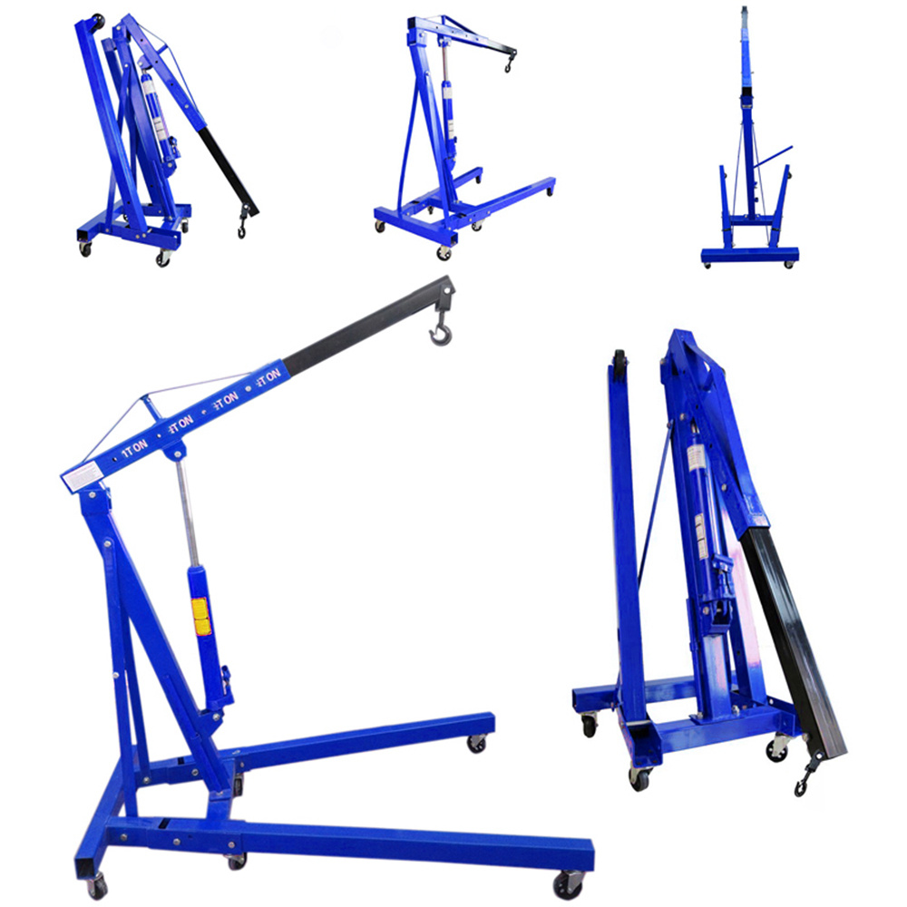 Blue 1 Ton Folding Engine Crane Stand for Garage Use