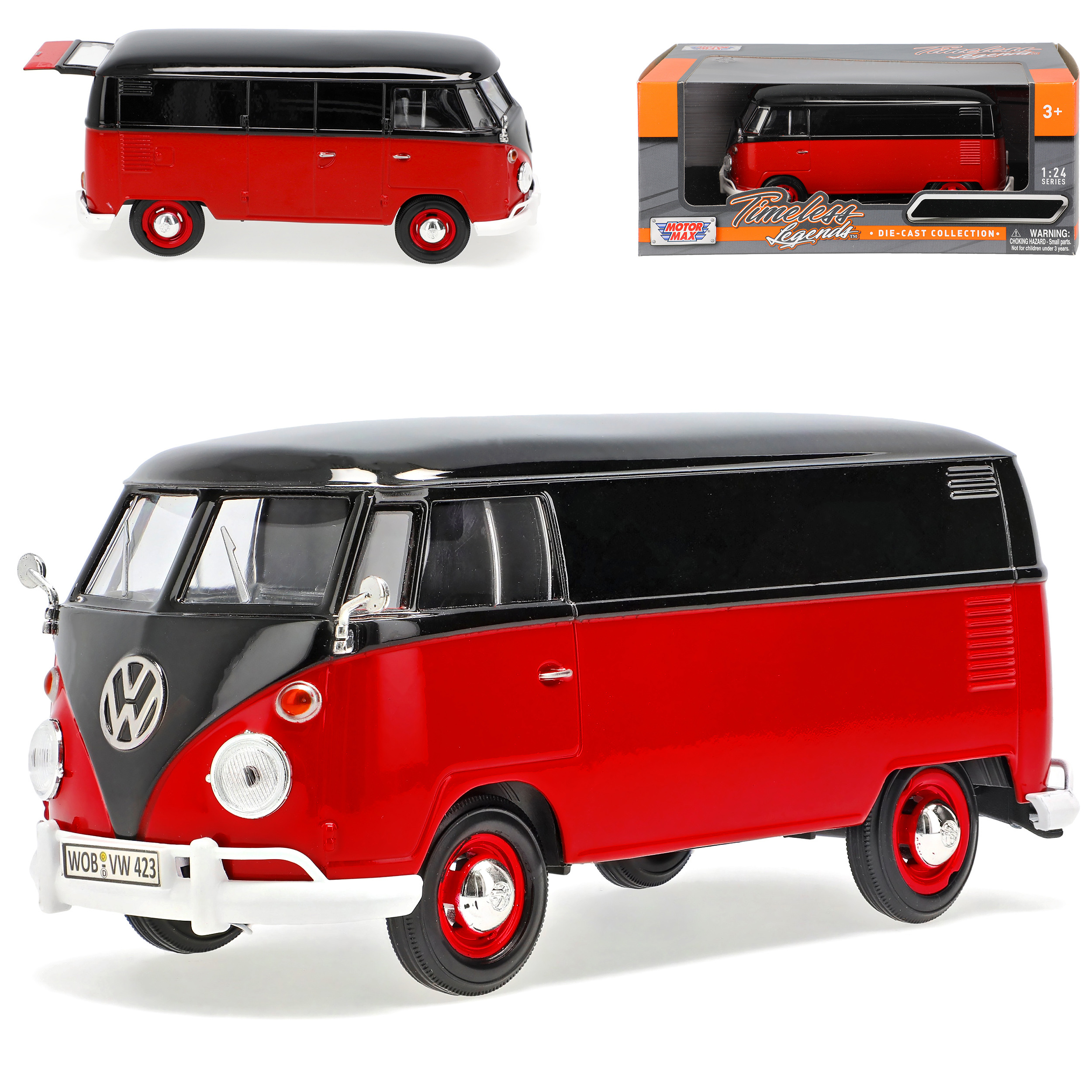 Vw T1 Black Bully Bus 1950-1967 1/24 Model Car