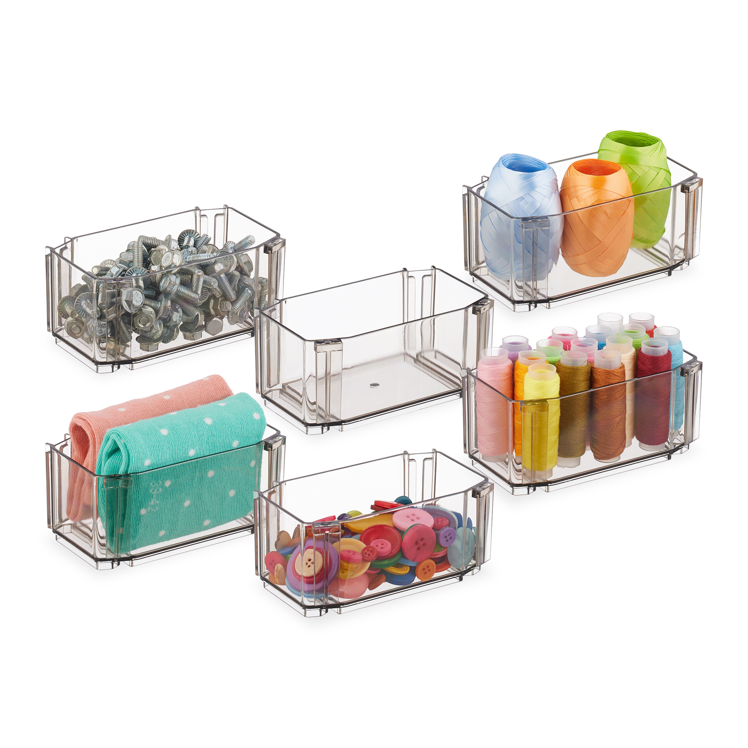 6-piece Drawer Organizer System In Brown - (w)12 X (h)5.5 X (d)7 Cm