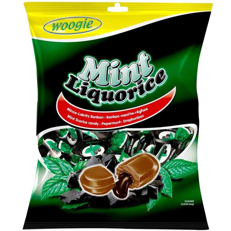 Image of Woogie Mint Licorice Mint Bonbons With Licorice Filling 170g