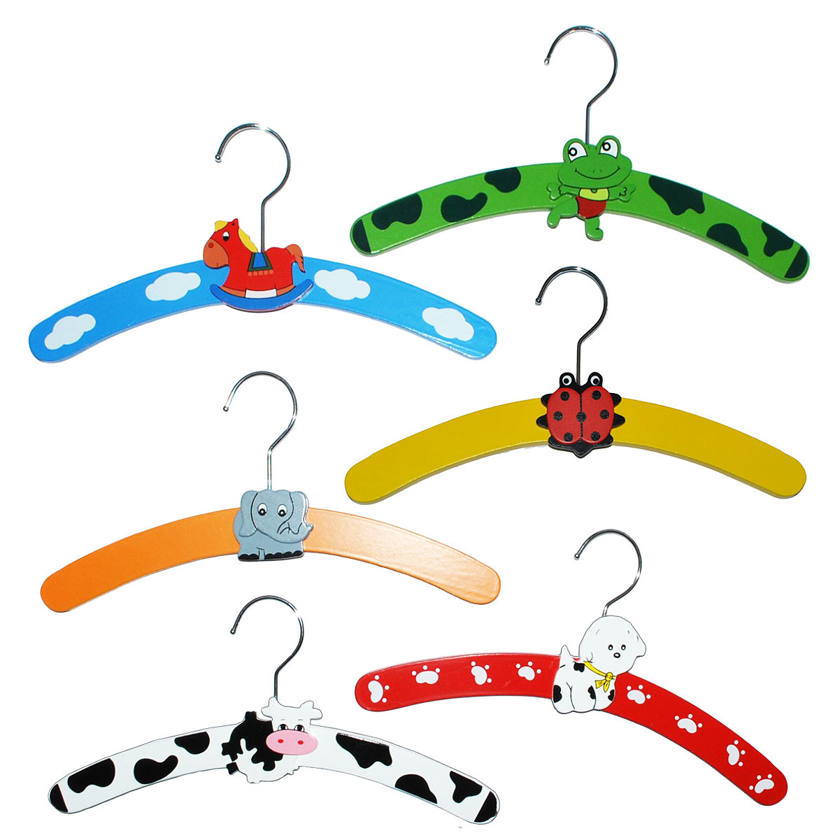 Image of 1 Piece: Animal Clothes Hanger - Made Of Wood - Wooden Clothes Hanger With Metal Hook - For Kids, Boys, Girls - Children's Clothes Hanger / Baby Clothes Hanger Ladybug Ladybug