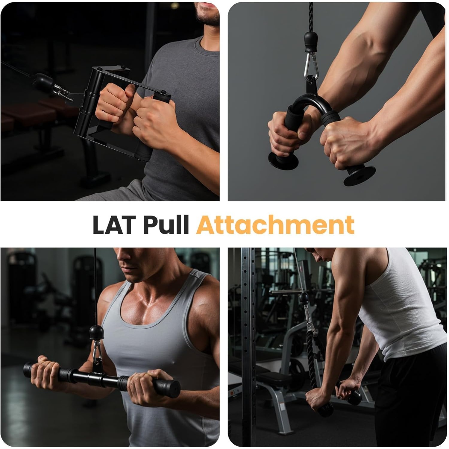 4pcs LAT Pull Attachments Set for Strength Training & Home Gym Workouts