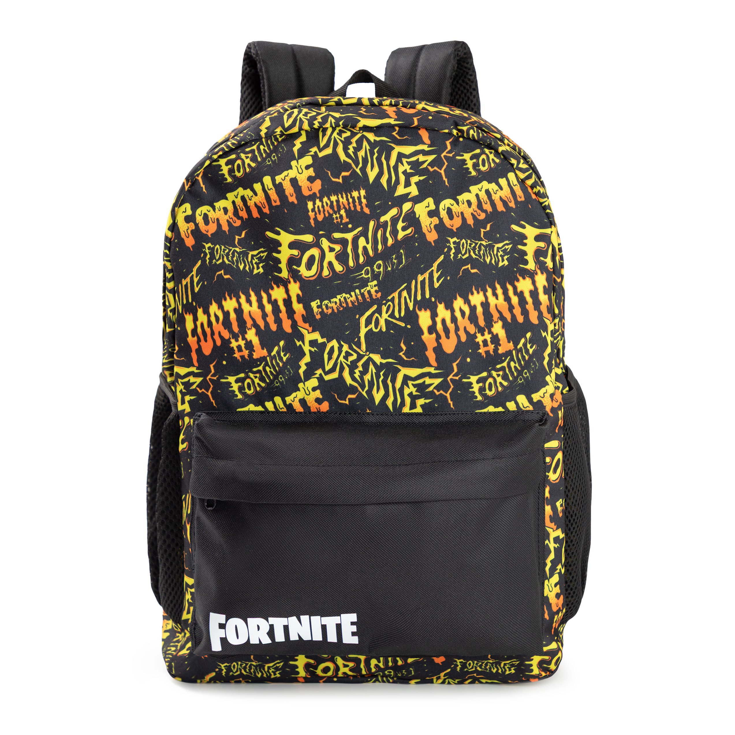 TEMU Unisex Kids Black And Yellow Logo Backpack | Zip-up School Bag For Books & Supplies | Graphic Print Design | Back To School Essentials | Merch