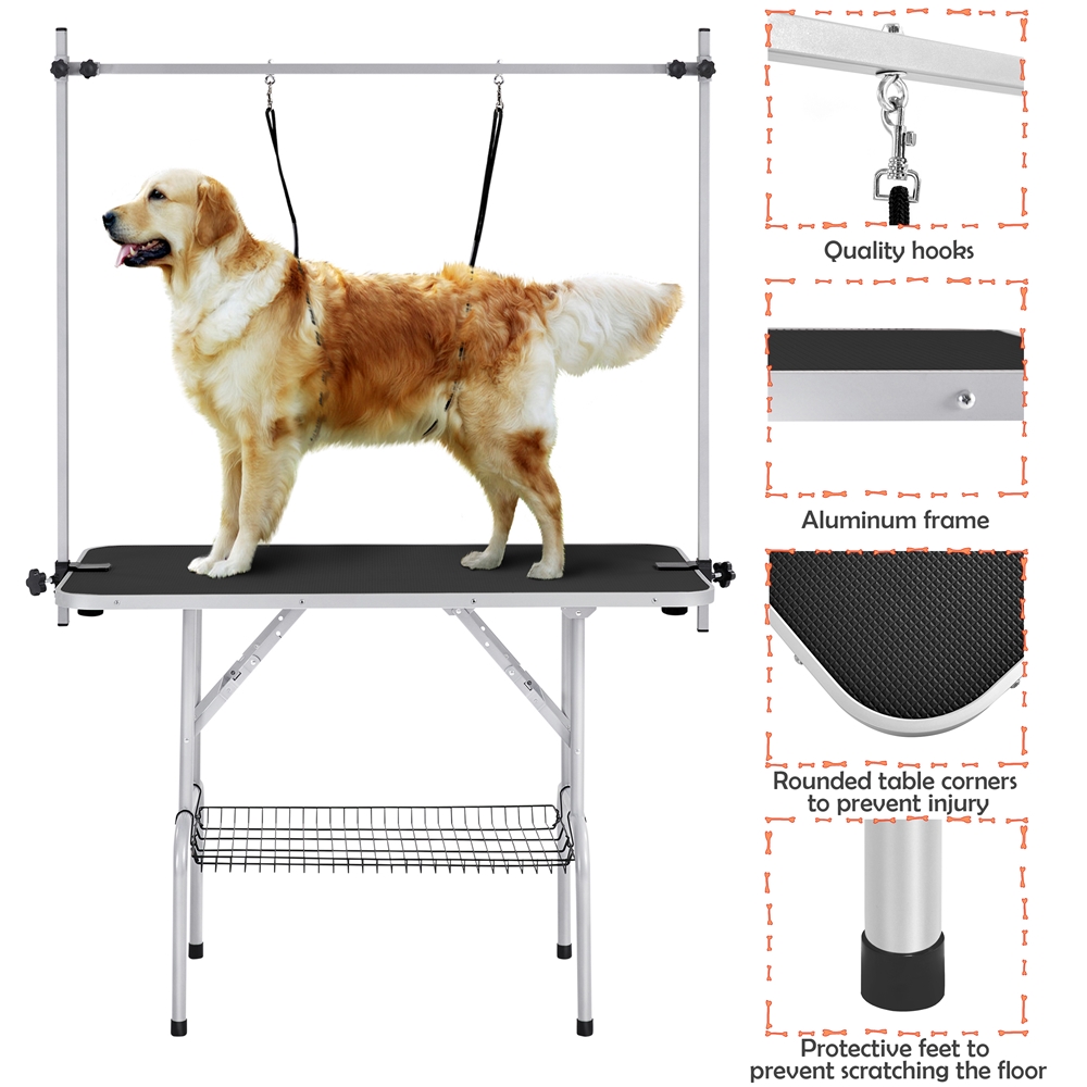 Image of Costoffs Dog Grooming Table Adjustable Height Large Dog Grooming Table With , Dog Bathing Accessories, Foldable Dog Grooming Table Scratch-resistant, Loadable Up To 120 Kg