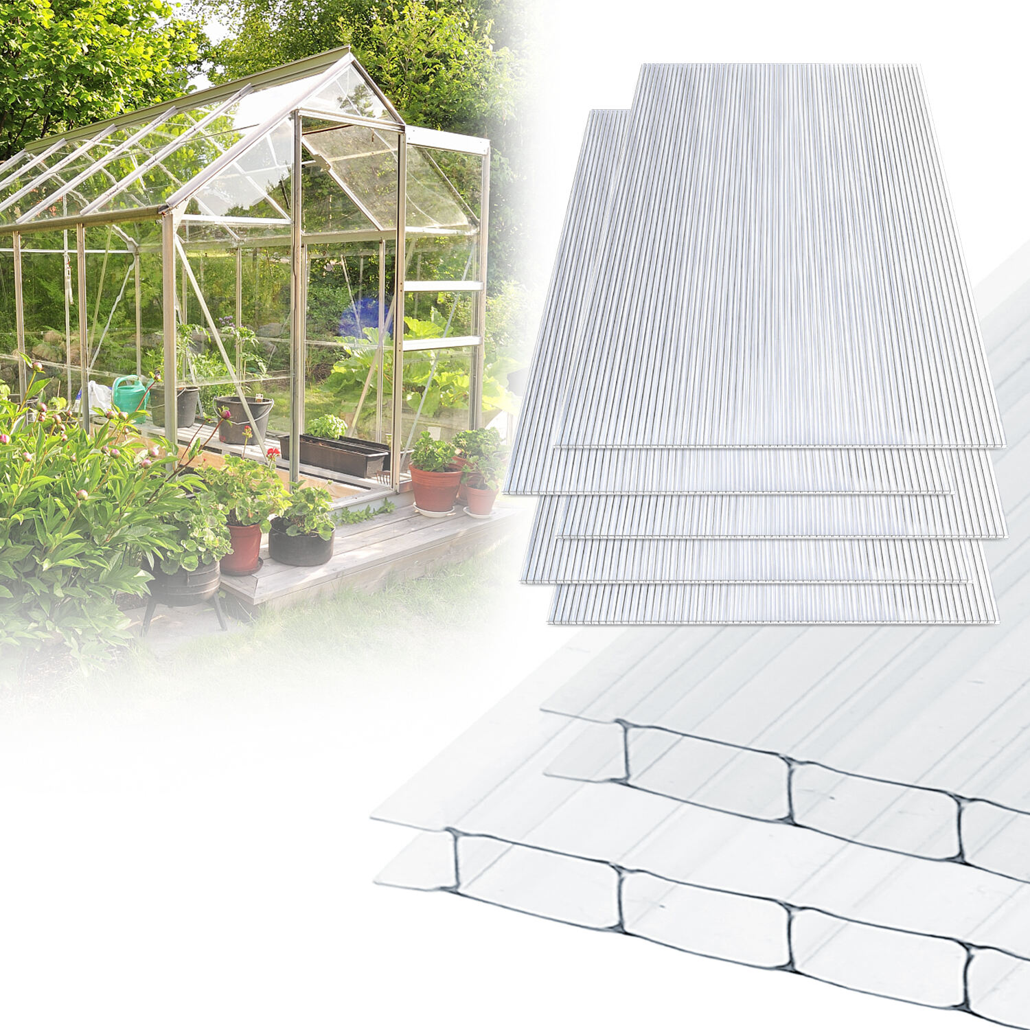 TEMU 14/28pcs Greenhouse Sheets Cut-to-size Sheets Uv-resistant Polycarbonate Twin-wall Sheets 605x1210x4mm Polycarbonate Sheets Transparent Sheets