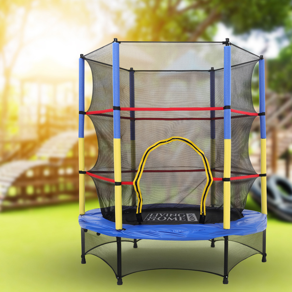 LIVINGANDHOME 4.5FT Trampoline with Enclosure Net and Steel Frame