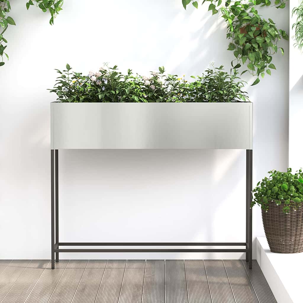 Image of Vidaxl Elevated Garden Planter Silvery 100 X 26 X 82 Cm, Garden And Terrace, Plant Stand, Elevated Planter, Garden Supplies For Green