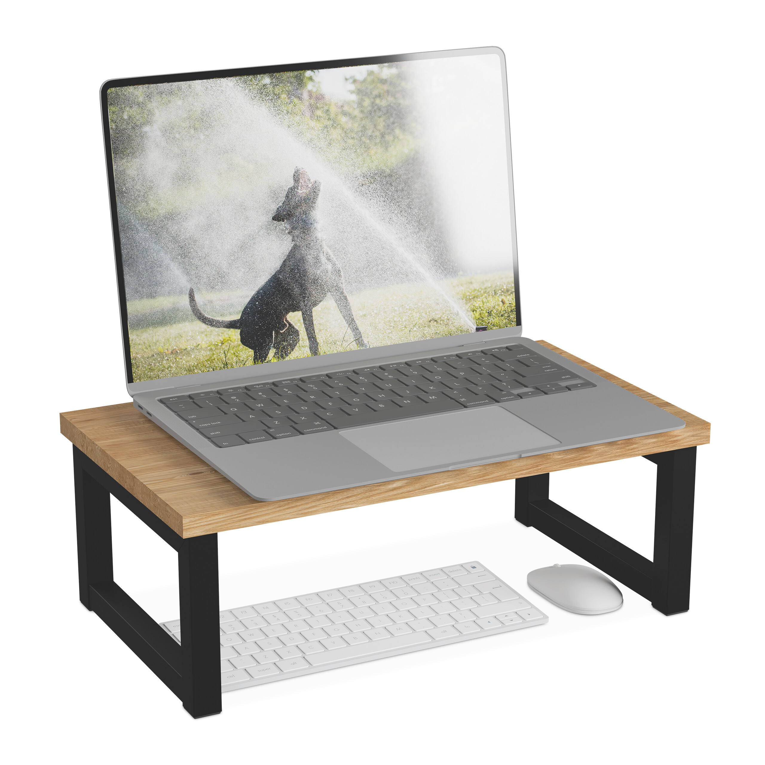 Monitor Stands In Black/natural - (w)40 X (h)15 X (d)23 Cm