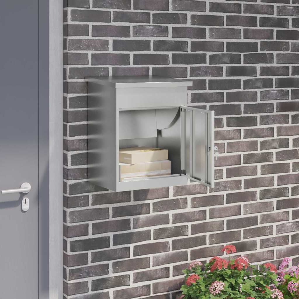 Image of Vidaxl Package .5 X 38 X 59 Cm Galvanized Steel, Package Box, Weather-resistant Material, Secure Storage, For Delivery, Decorative In The Garden