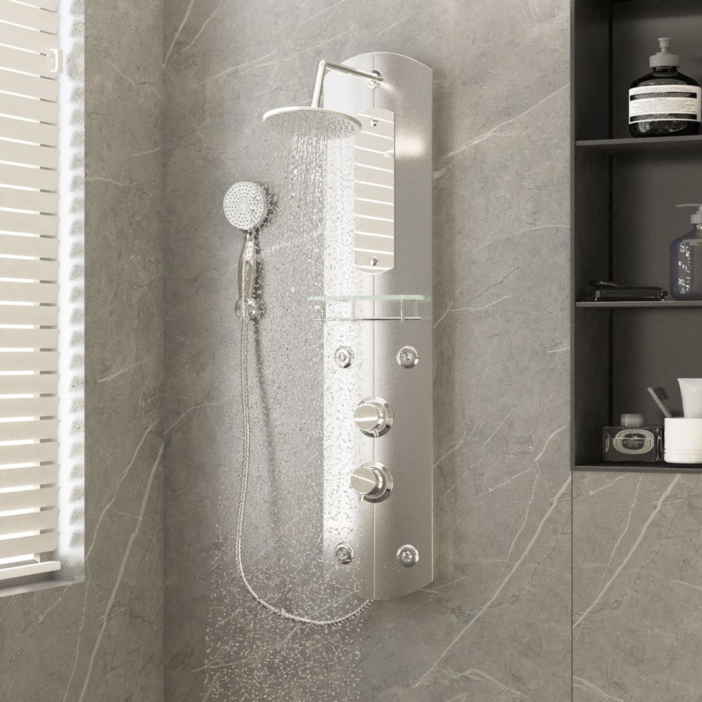 Image of Vidaxl Shower Panel Shower System Shower Set Rain Shower Shower Faucet Shower Column Shower Bathroom Massage Handheld Shower 25x43x110cm Silvery